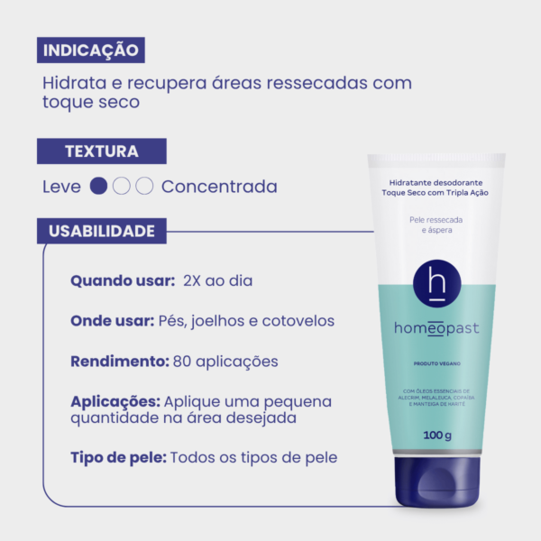 Hidratante Toque Seco Com Tripla Ação 100g Homeopast - Imagem 4