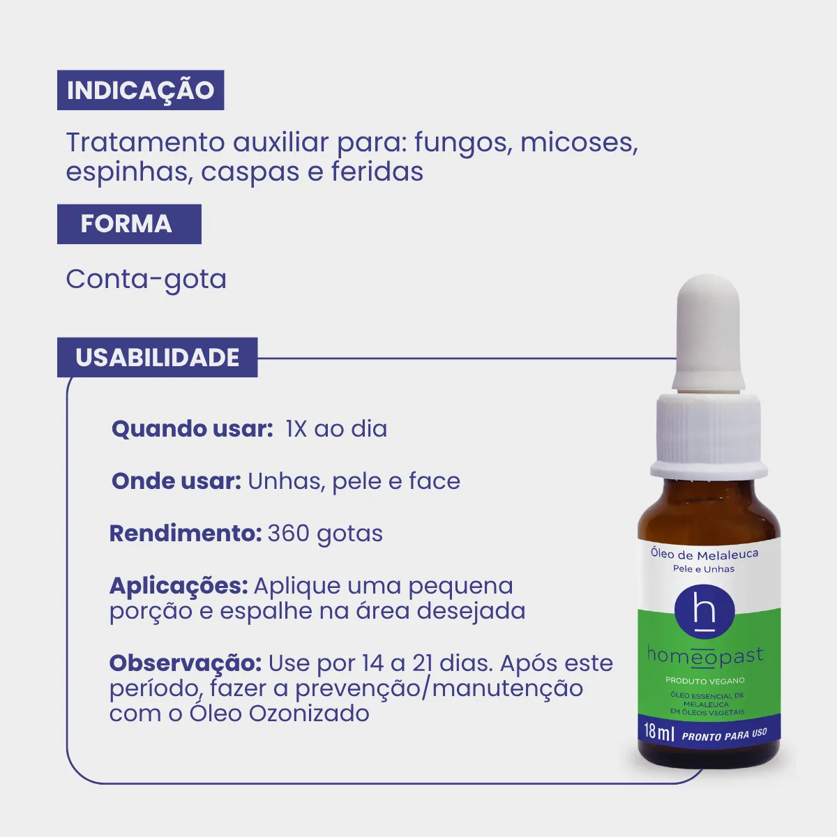 Óleo de Melaleuca 18ml Homeopast - Imagem 4