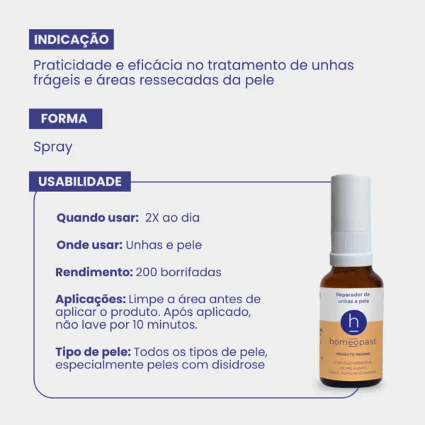 Reparador de Unhas e Pele em Spray 30ml Homeopast - Imagem 4